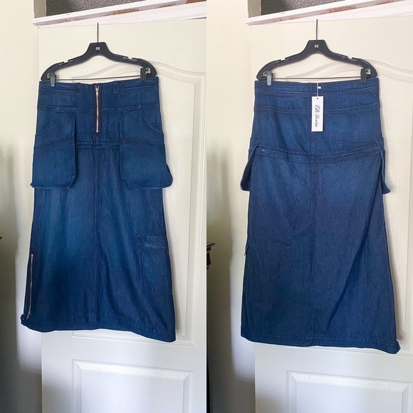 EB Denim Skirt Smoke Modular Denim Cargo Low-Rise Maxi Micro Mini Midnight M NWT - Picture 2 of 7